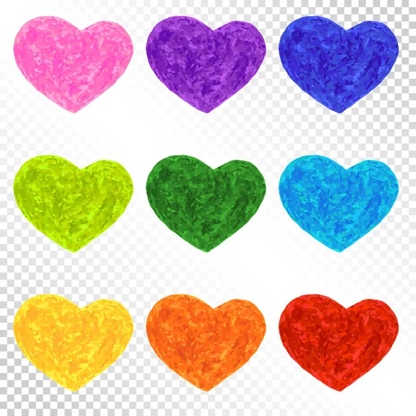 Set Rainbow corações coloridos — Vetor de Stock
