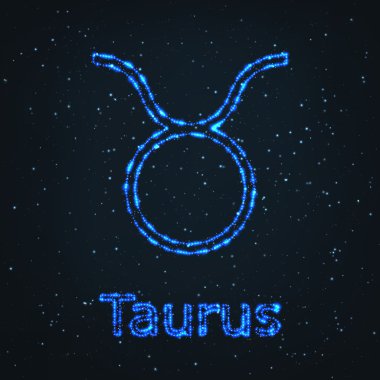 Astroloji mavi sembol parlıyor. Zodyak Toros.