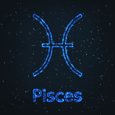 Astroloji mavi sembol parlıyor. Burç balık.