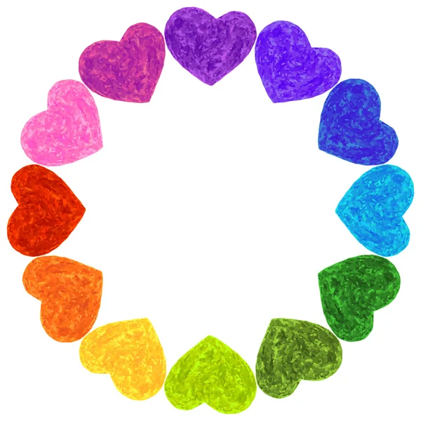 Anneau coloré de cadre de coeur arc-en-ciel — Image vectorielle