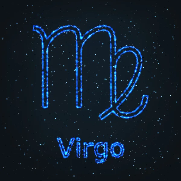 Astrologie leuchtet blaues Symbol. Sternzeichen Jungfrau. — Stockvektor
