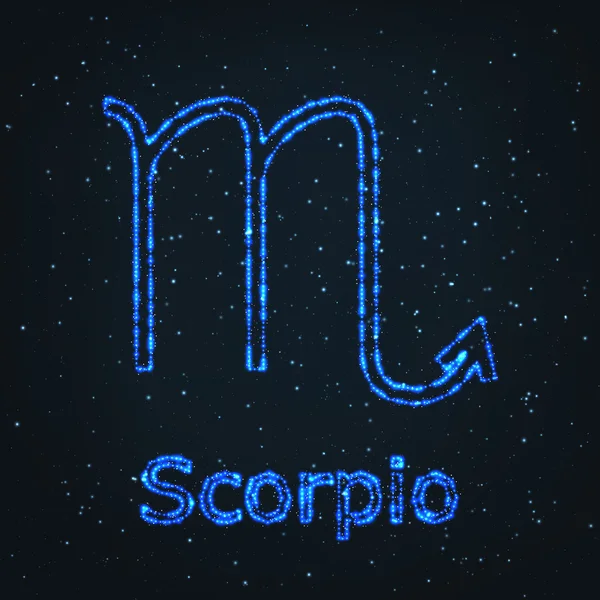 Astrología Shining Blue Symbol. Escorpio del Zodíaco . — Archivo Imágenes Vectoriales