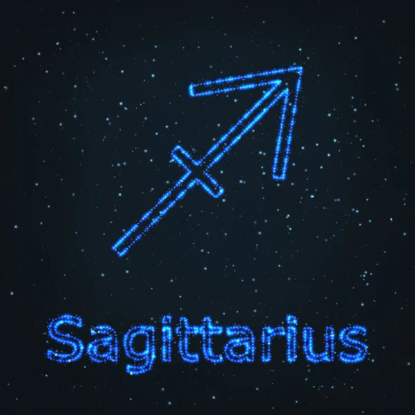 Astrologie leuchtet blaues Symbol. Sternzeichen Sagittarius. — Stockvektor
