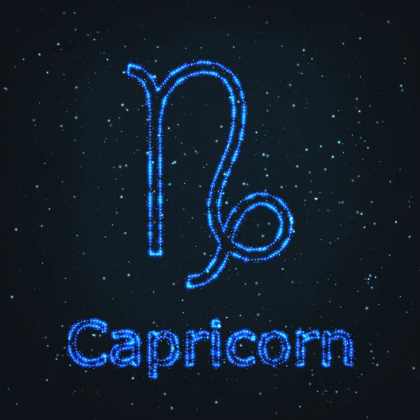 Astrología Shining Blue Symbol. Capricornio del Zodíaco . — Archivo Imágenes Vectoriales