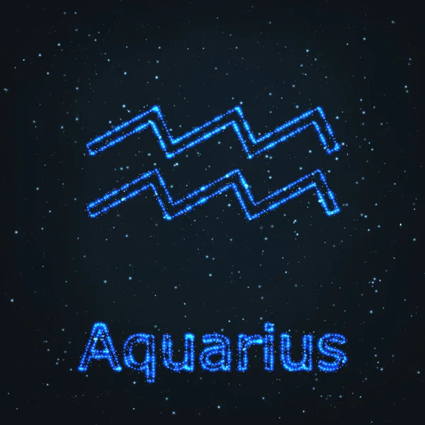 Astrología Shining Blue Symbol. Acuario del Zodíaco . — Archivo Imágenes Vectoriales