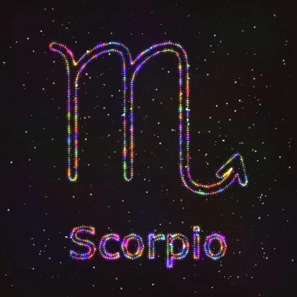 Astrologie leuchtendes Symbol. Sternzeichen Skorpion. — Stockvektor