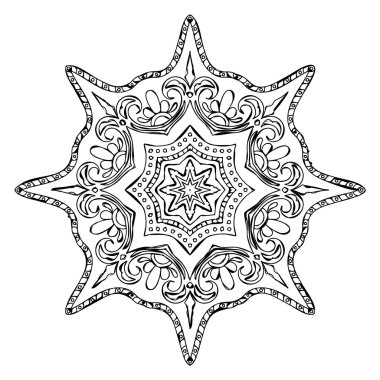 Tek renkli kontur Mandala boyama kitabı için.
