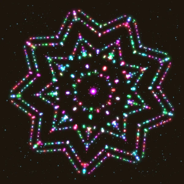 Estrella multifacética iluminada. Figura de contorno geométrico Poliedro . — Vector de stock