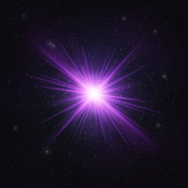 Soyut gerçekçi Violet Parıltılı yıldız - kozmik nesne.