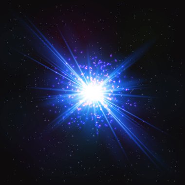 Soyut parıldayan kozmik Flash yıldız.