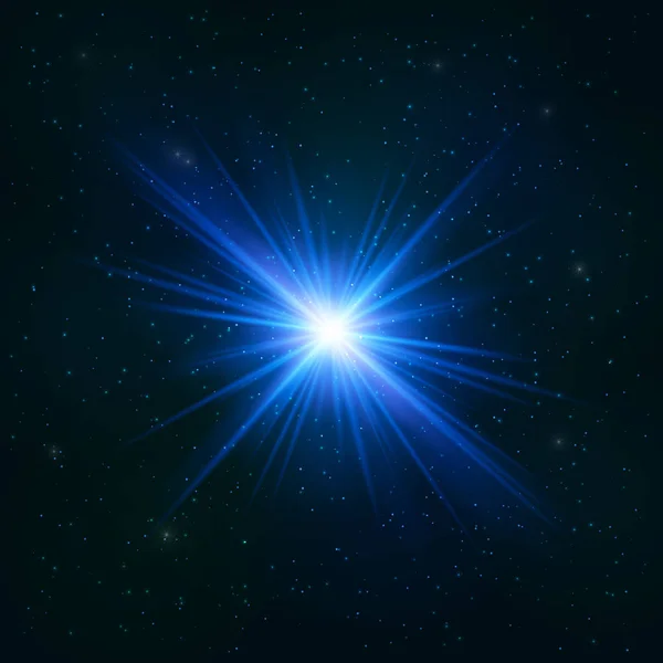 Parlayan gerçekçi mavi yıldız - stilize nesne.