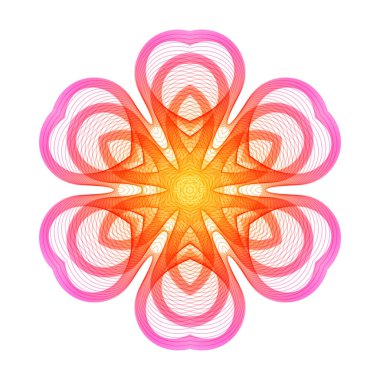 Satırların parlak pembe stilize çiçek. 