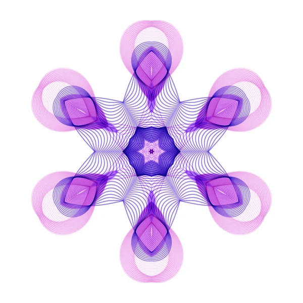 Flor geométrica estilizada hexagonal violeta sobre fondo blanco . — Vector de stock