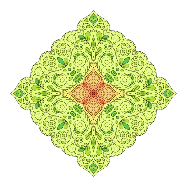 Pastel yaprak döken ışık yeşil Mandala. — Stok Vektör