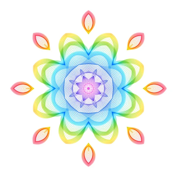 Αφηρημένη Rainbow γεωμετρικά λουλούδι σε λευκό φόντο. — Διανυσματικό Αρχείο