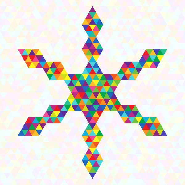 Símbolo creativo Copo de nieve festivo de triángulos de arco iris . — Vector de stock