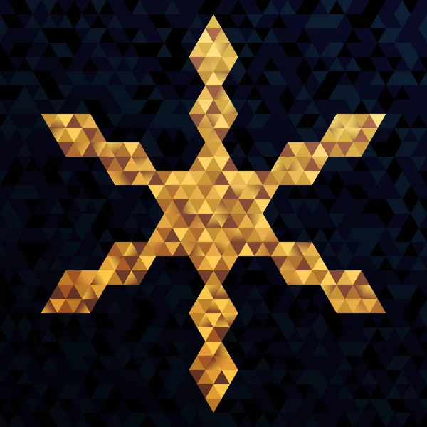 Ljusa berömmen snöflinga av trianglar med gyllene färger Eff — Stock vektor