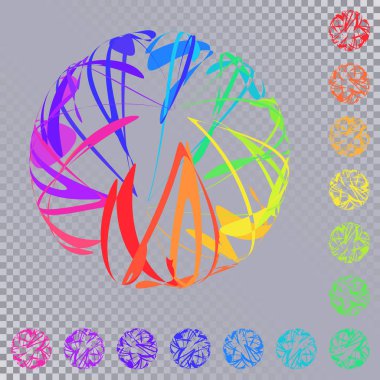 Kesişen eğrilerinin parlak renkli küreler kümesi.