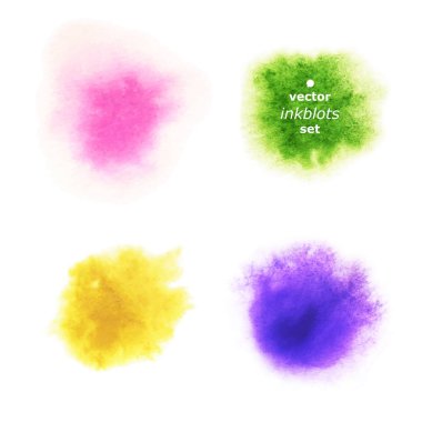 Beyaz arka plan üzerinde gerçekçi Aquarelle lekesi kümesi.