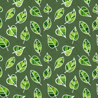 Parlak yeşil yaprakları ile sorunsuz bahar desen.