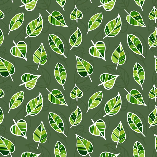 Seamless Spring Pattern with Bright Green Leaves. — Stock Vector