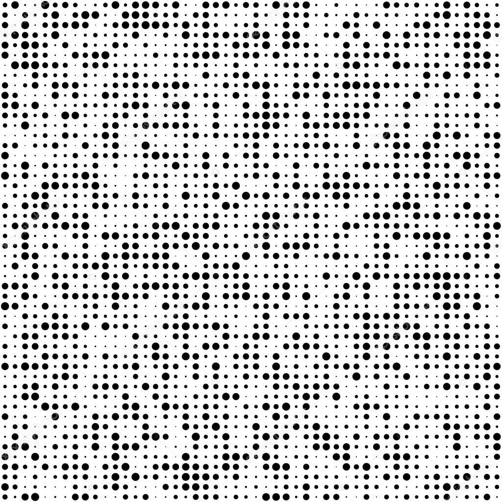 Universal Seamless Pattern of Black Circles on White Background.