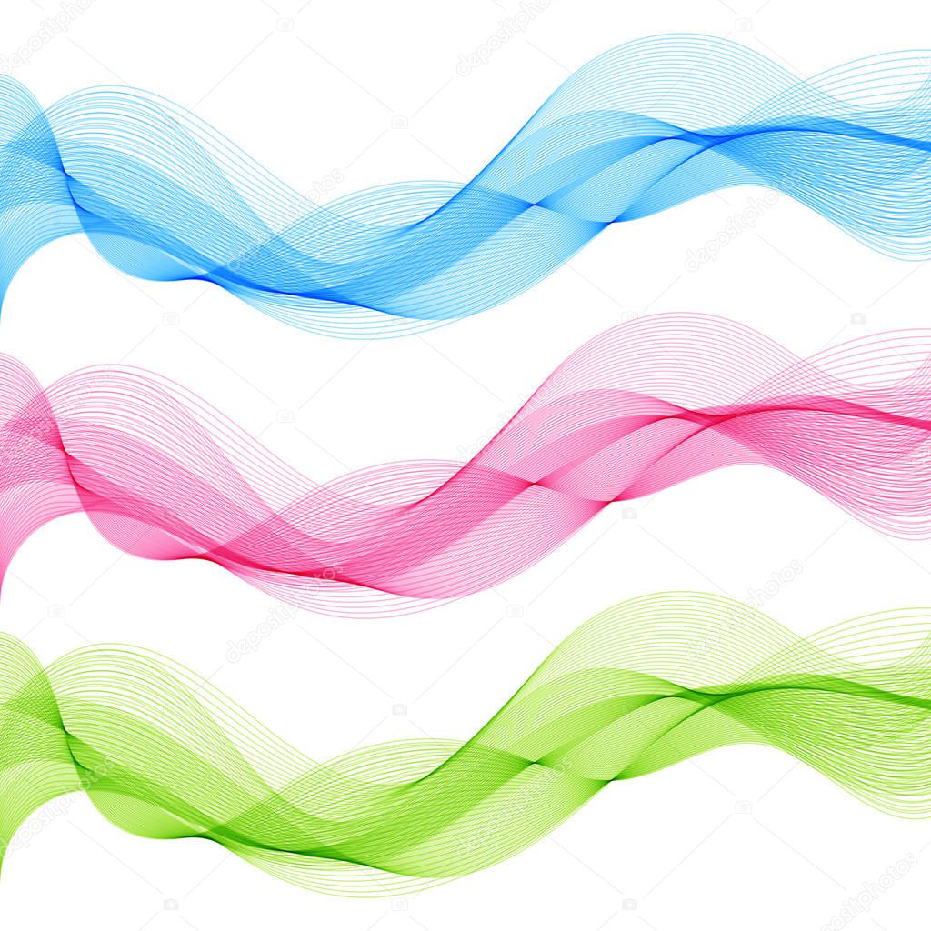 Abstract Blue, Green, Pink, Design Elements Isolated Wave Lines 