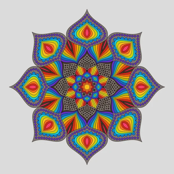 Elemen Dekoratif Vintage Rainbow Mandala . - Stok Vektor