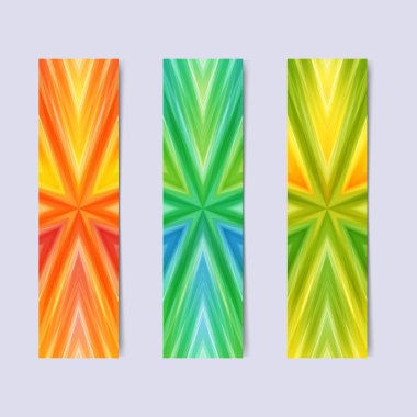 Kartları ve afiş renkli rengarenk çizgili doku ile kümesi.