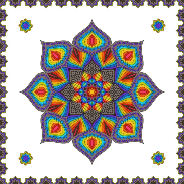 Elemento decorativo vintage Motley Mandala . — Vector de stock