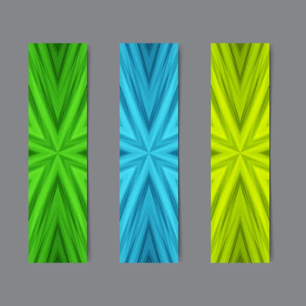 Set hellgrüner und blauer Karten oder Banner mit gestreifter Textur — Stockvektor