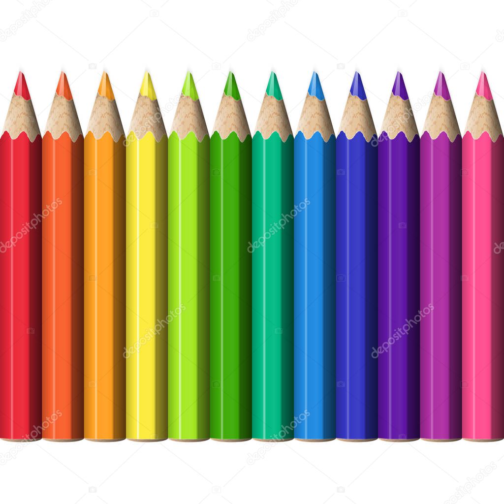 Line of Colorful Pencils Continuous to Right and to Left.