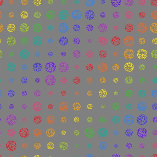 Modèle sans couture créatif de cercles colorés de différentes tailles — Image vectorielle