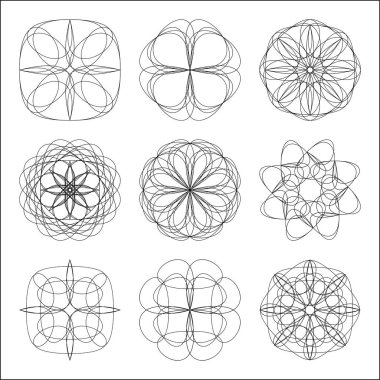 Soyut dairesel geometrik şekiller kümesi.