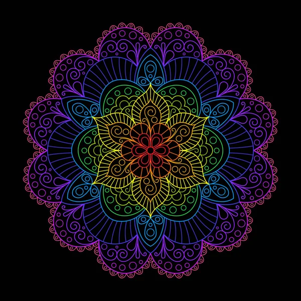 Dekoratif unsur gökkuşağı Mandala siyah Backgrund üzerinde.