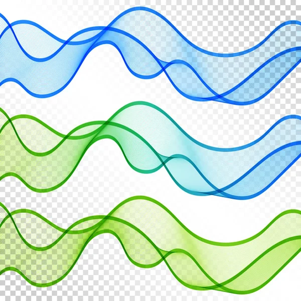 蓝色和绿色透明波浪线为背景设置. — 图库矢量图片