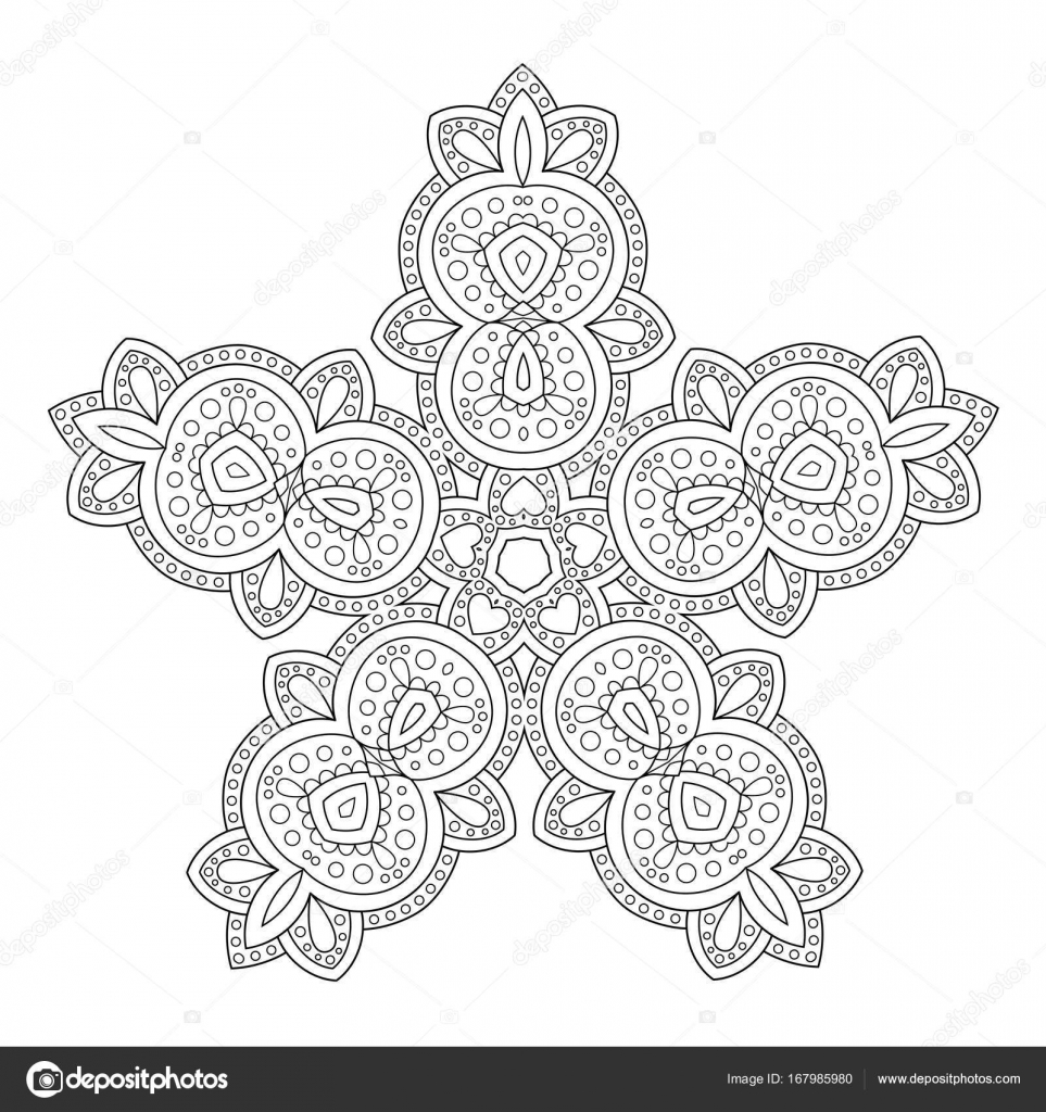 Elemento di contorno bianco e nero per libro da colorare Disegno circolare astratto per terapia Anti Stress — Vettoriali di Smilyk