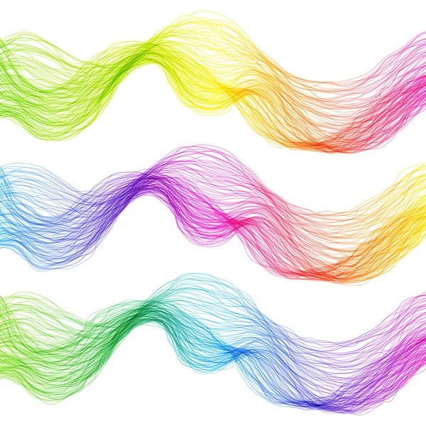 Conjunto de líneas de onda aisladas abstractas coloridas para fondos blancos — Vector de stock