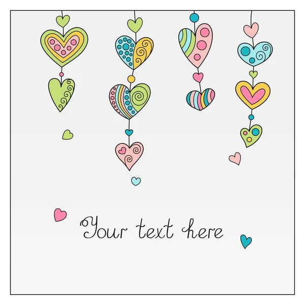 Template with Handmade Colored Pastel Hearts for your Text. — Stock Vector