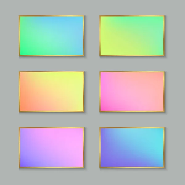 Set farbiger Pastellgradienten-Karten oder Banner mit stilisiertem Go — Stockvektor