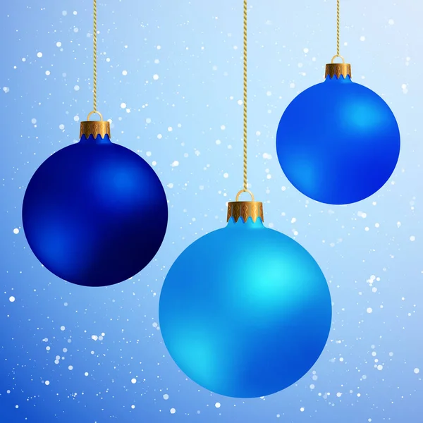 Dekorativní zdobení prvky vánoční koule izolované na modrý sníh — Stockový vektor