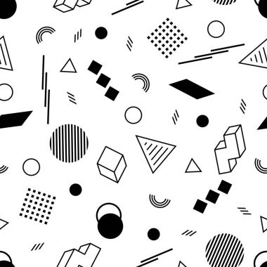 Geometrik Seamless Modeli siyah beyaz zemin üzerinde rakamlar.