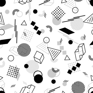 Blackand gri geometrik Seamless modeli üzerinde beyaz Bac rakamlar