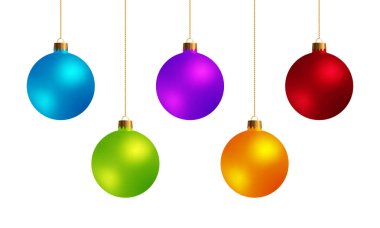 Dekoratif elemanları Noel topları Wh izole kümesi