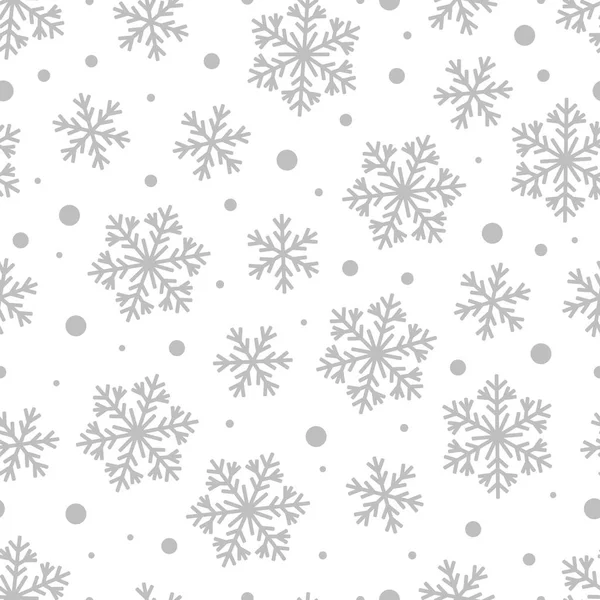 Padrão sem costura de Natal de flocos de neve cinzentos e círculos no Whi — Vetor de Stock