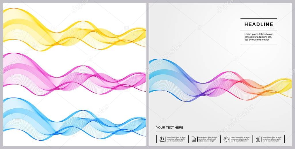 Universal Covers Design with Gradient Wave Lines on White Backgr