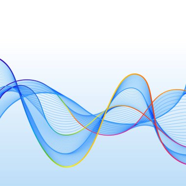 Mavi ve renkli dalga hatları ile Evrensel tasarım.
