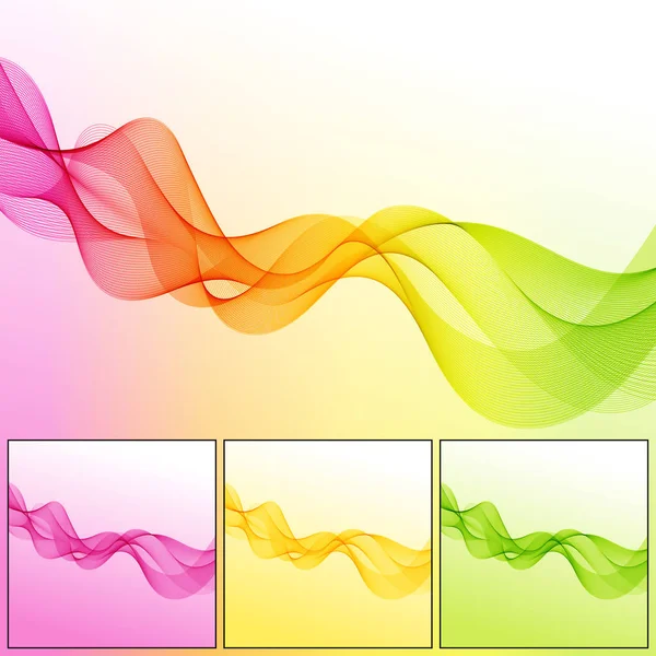Set of Universal Abstract Backgrounds with Wave Lines. — Stock Vector