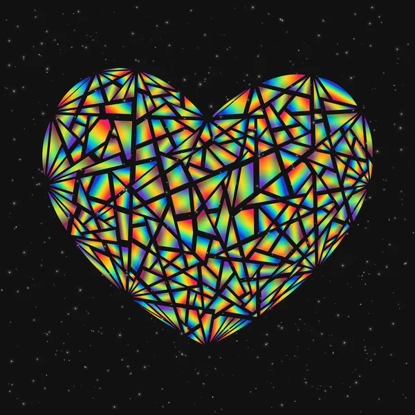 Élément de conception abstrait Coeur brisé coloré isolé sur Dark B — Image vectorielle