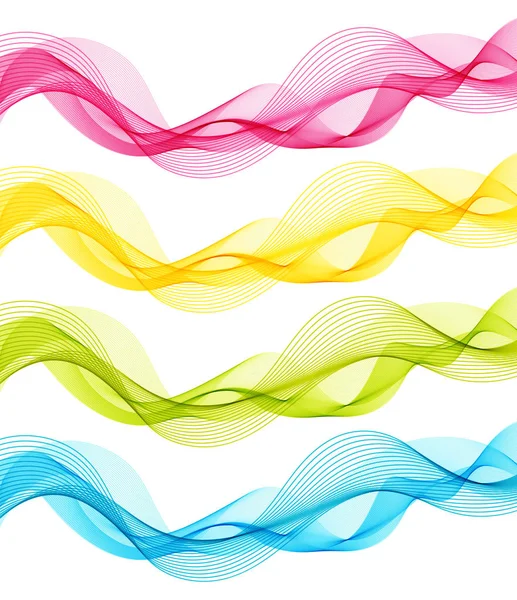 Set of Blue, Green, Pink, Yellow Abstract Isolated Transparent W — Stock Vector